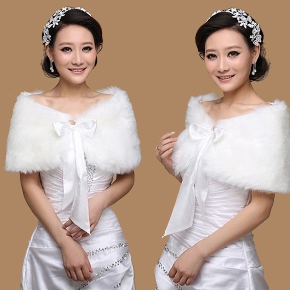 Winter Clothing Outdoor - Winter Cape White Fur Shawl Wedding