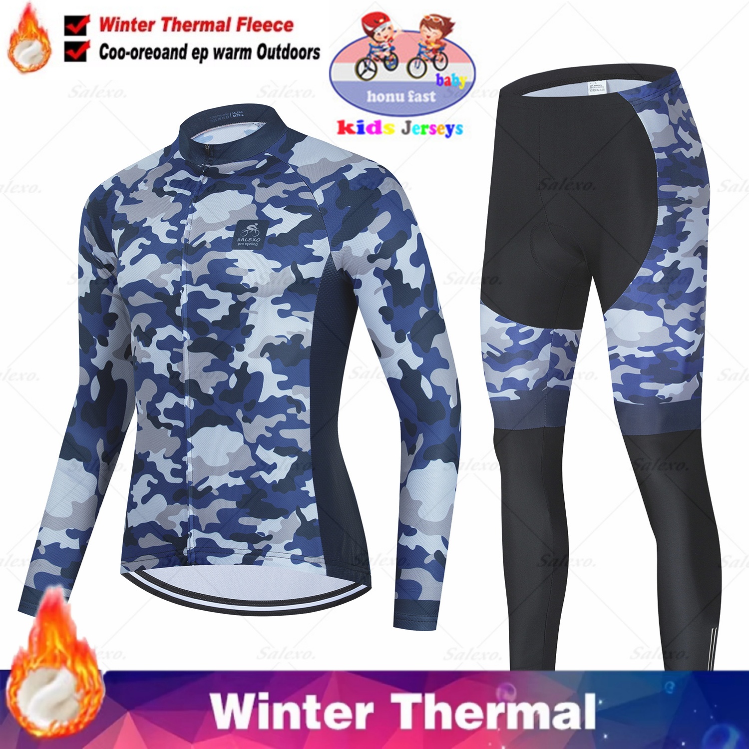 Winter Kids Cycling Jersey Set - Winter Clothing Kids Sale บทวิจารณ์และราคา