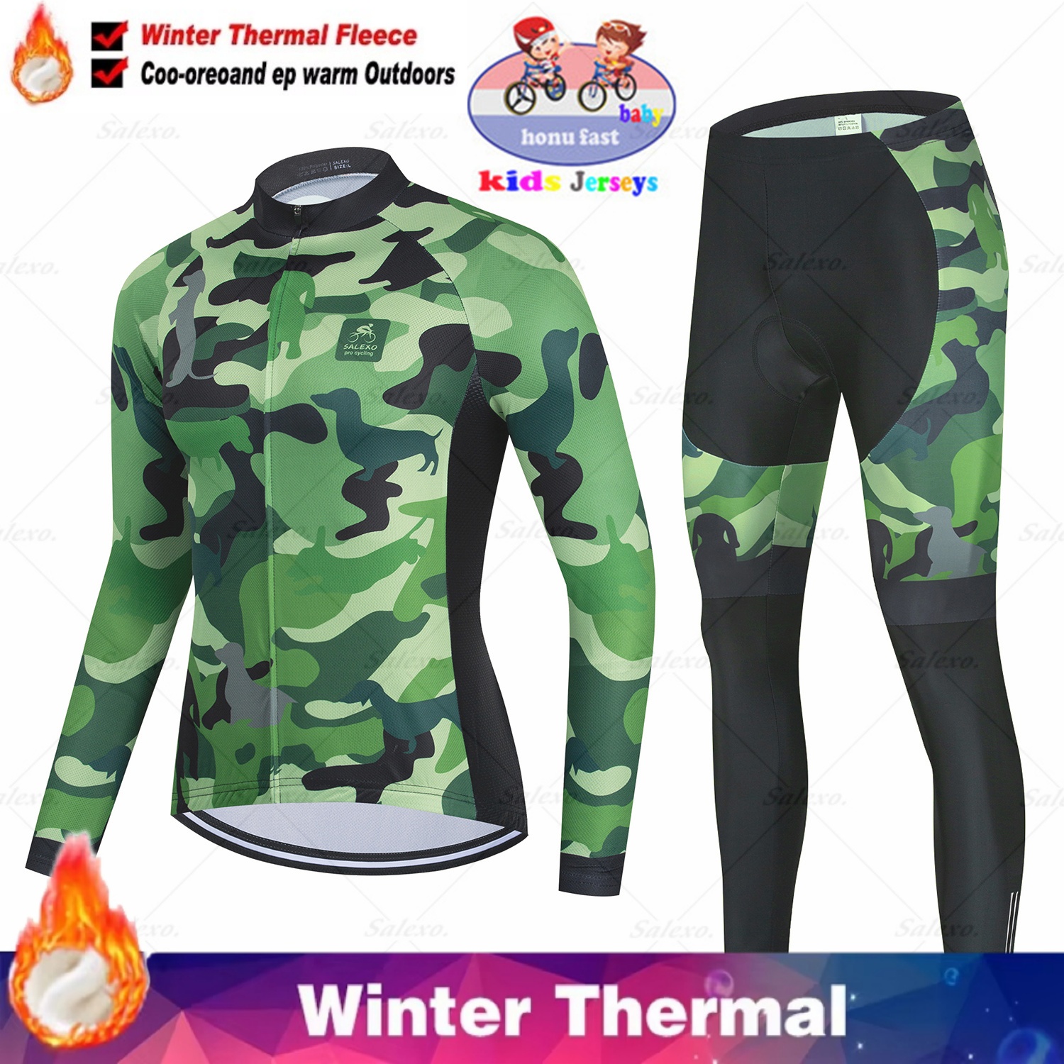 Winter Kids Cycling Jersey Set - Winter Clothing Kids Sale บทวิจารณ์และราคา
