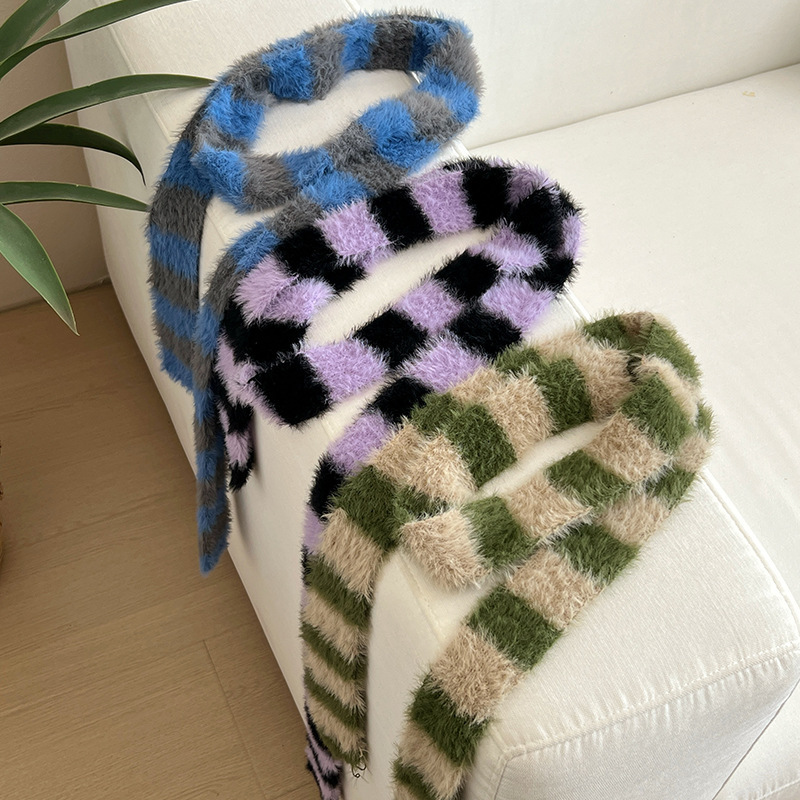 Y2k Striped Plush Narrow Long  - Winter Clothing Outdoor บทวิจารณ์และราคา