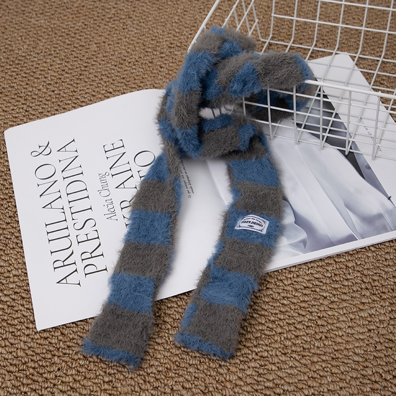 Y2k Striped Plush Narrow Long  - Winter Clothing Outdoor บทวิจารณ์และราคา