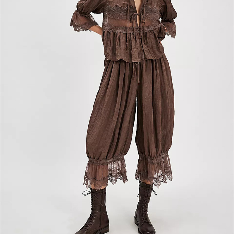 Women Lace Trim Pants Vintage  - Winter Under Clothing บทวิจารณ์และราคา