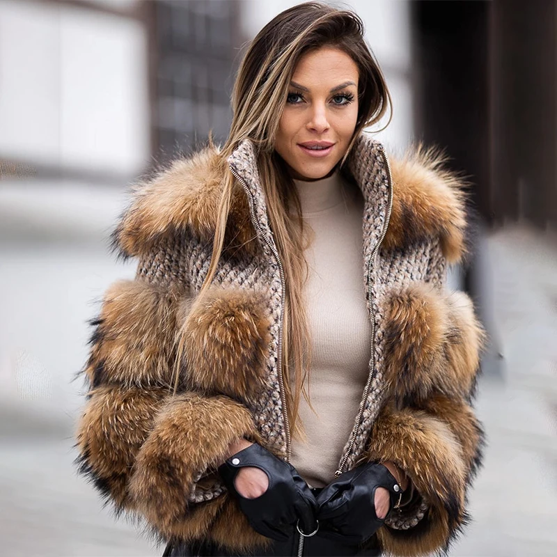 QUEENTINA Real Raccoon Fur Coa - Quality Winter Clothing Jacket บทวิจารณ์และราคา