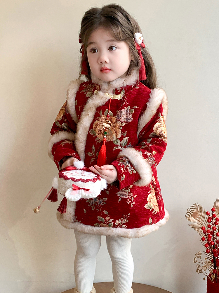 Girls' Winter Floral Print  Dr - Winter Under Clothing บทวิจารณ์และราคา
