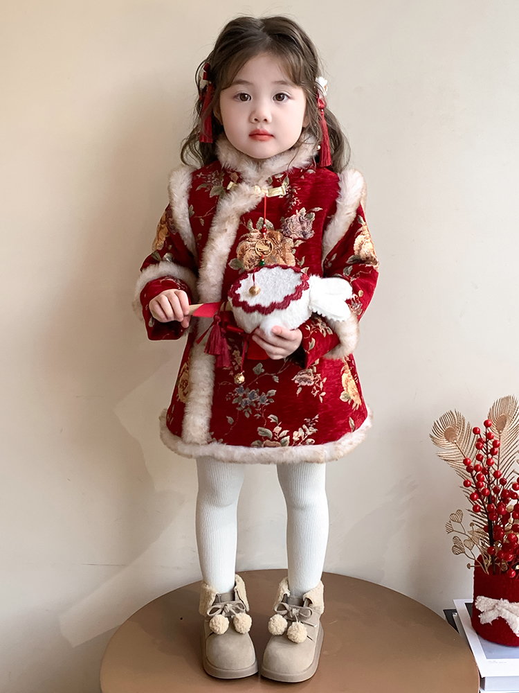 Girls' Winter Floral Print  Dr - Winter Under Clothing บทวิจารณ์และราคา