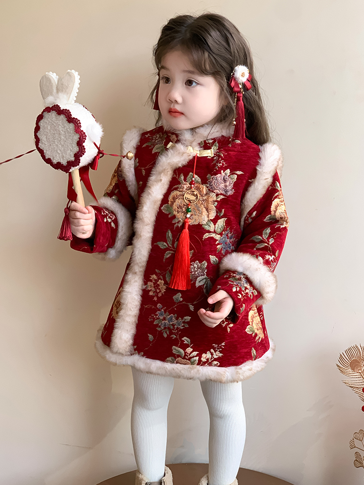 Girls' Winter Floral Print  Dr - Winter Under Clothing บทวิจารณ์และราคา