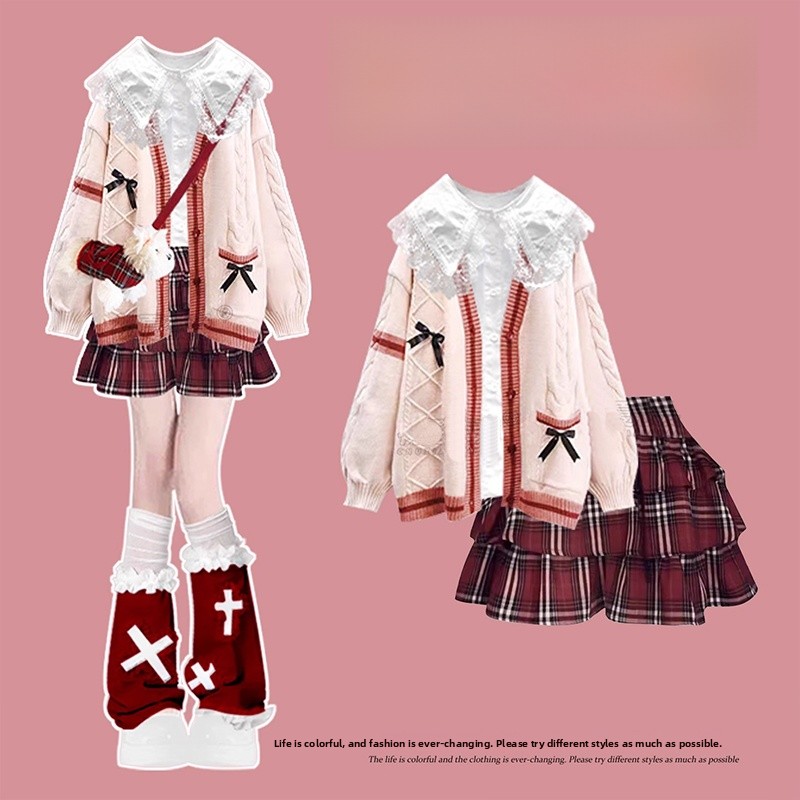 Red Plaid Sweater Dress Women' - Winter Under Clothing บทวิจารณ์และราคา