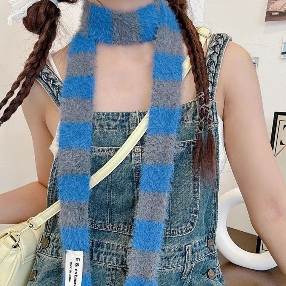 Knitted Y2K Girl Stripe Scarf  - Winter Clothing Outdoor บทวิจารณ์และราคา