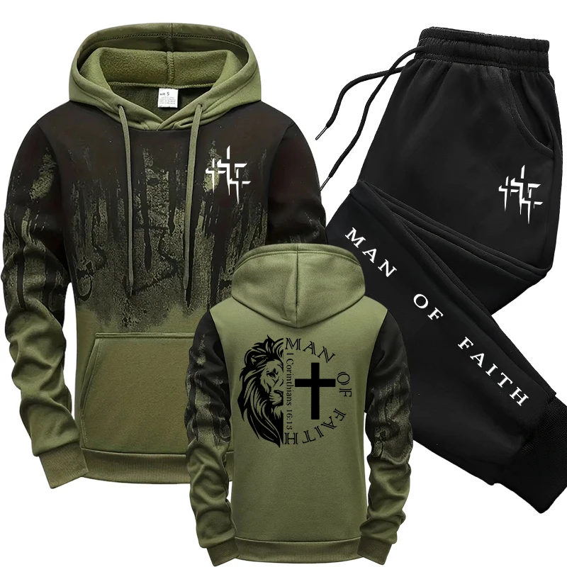 Man of Faith Pattern Men's Set - Winter Clothing Gear บทวิจารณ์และราคา