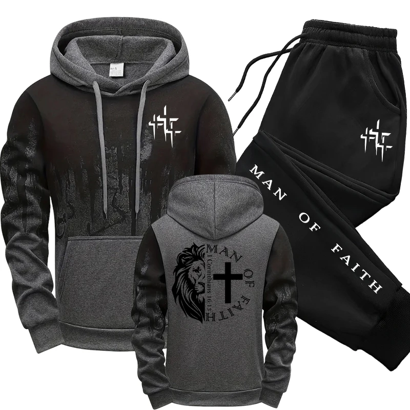 Man of Faith Pattern Men's Set - Winter Clothing Gear บทวิจารณ์และราคา