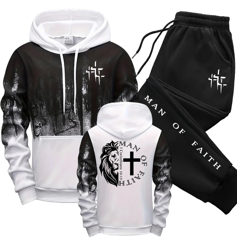 Man of Faith Pattern Men's Set - Winter Clothing Gear บทวิจารณ์และราคา